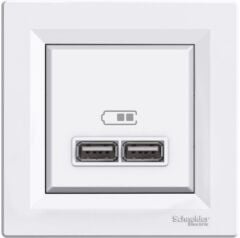 Schneider Electric EPH2700221 Asfora Beyaz 2'li USB Priz 2.1 A