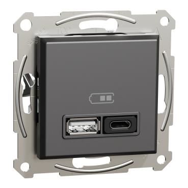 Schnedier EPH2700471 Asfora Antrasit TYPE A+C USB Hızlı Şarj Prizi