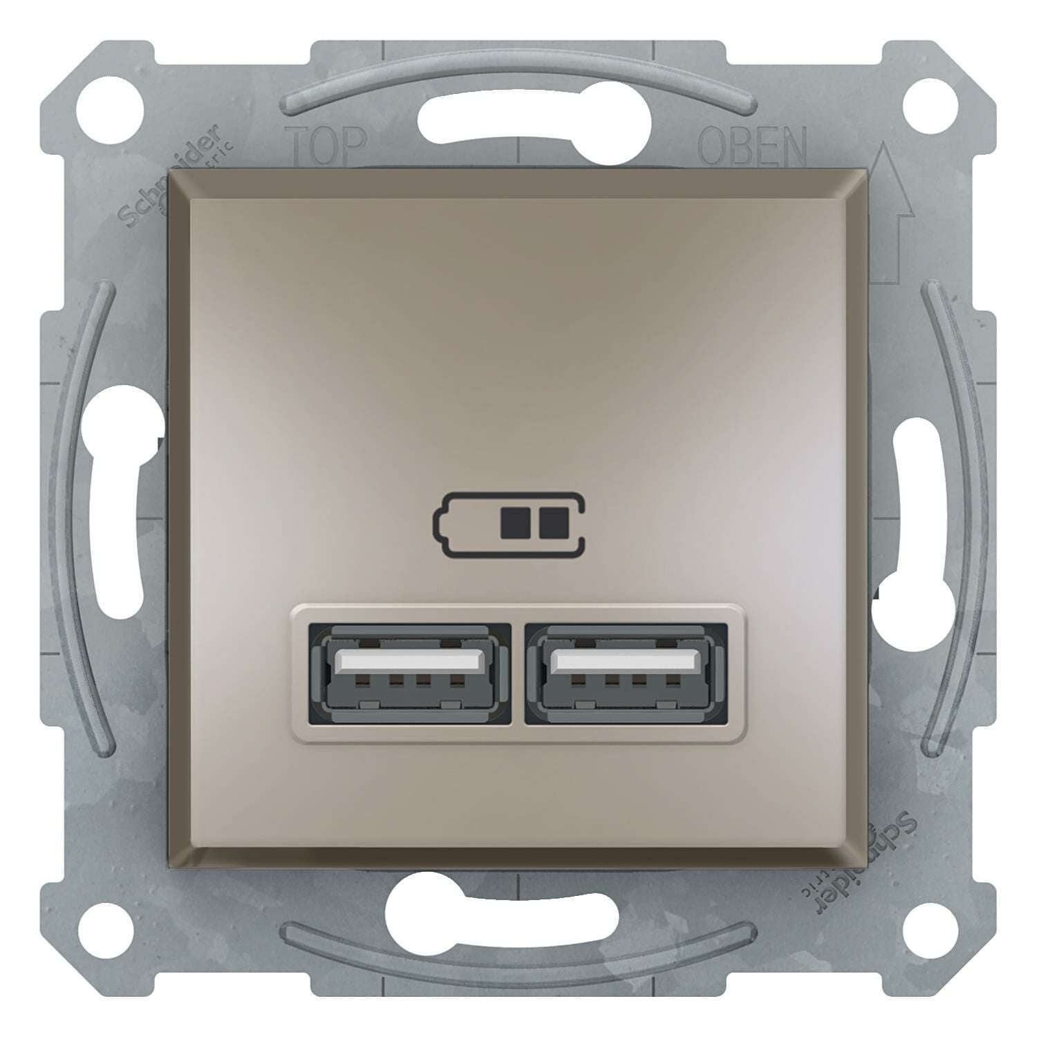 Schneider EPH2700269 Asfora Bronz 2'li USB Prizi 2.1A