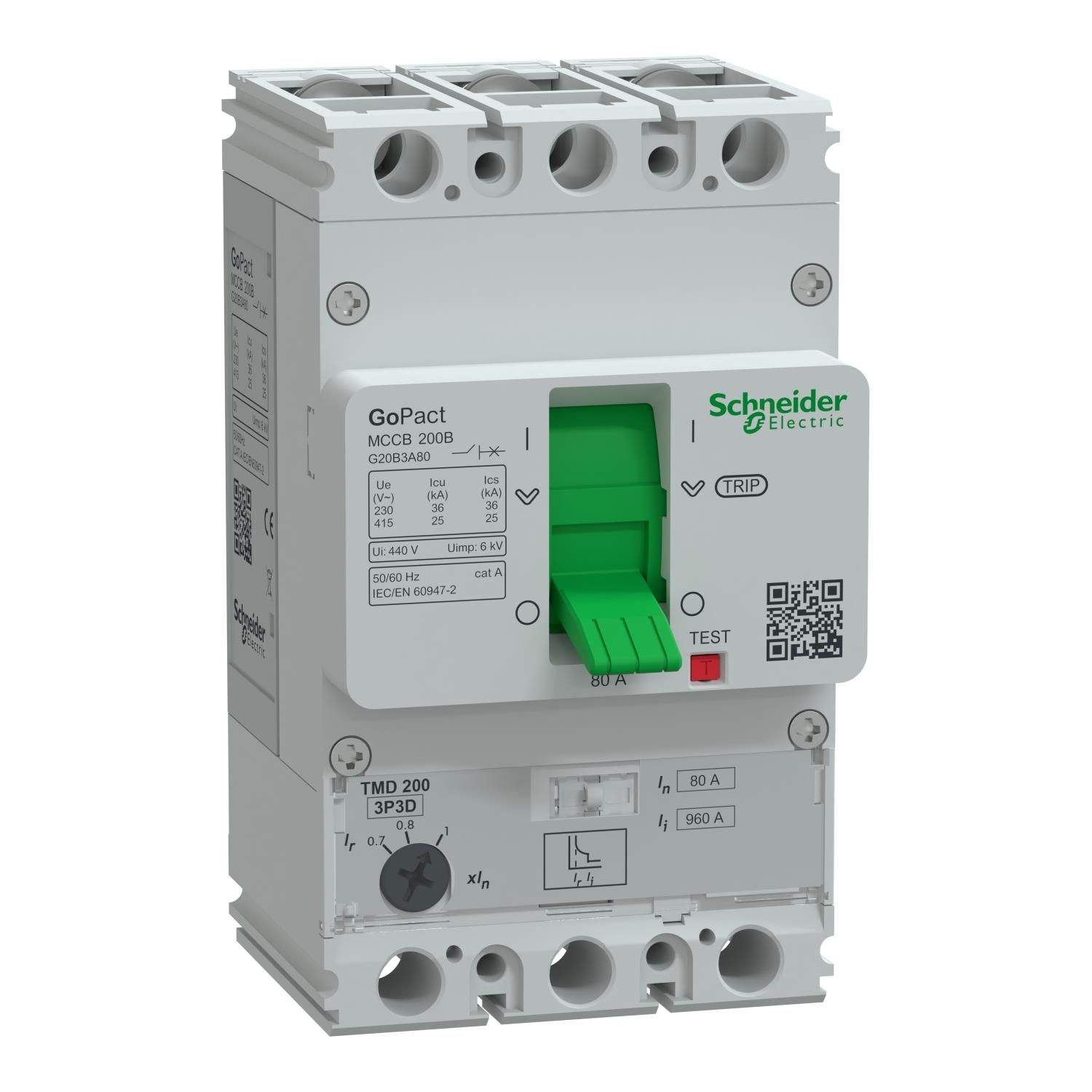 Schneider Electric G20F3A80 3x80A 36kA Ayar Sahalı TMŞ GoPact