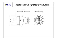Ne-Ad Kauçuk Trifaze Erkek Fiş 3x25A