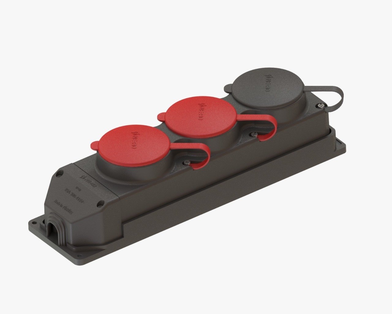 Ne-Ad 4011 Kauçuk Üçlü Grup Priz 2 Adet 3x25A+1 Adet 1x16A