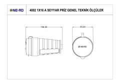Ne-Ad 4002 Kauçuk Topraklı Dişi Fiş 1x16A
