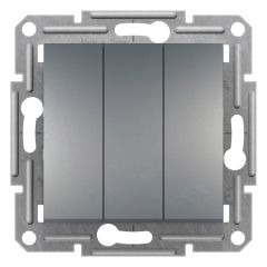 Schneider Electric EPH2100162 Asfora Çelik Üçlü Anahtar Çerçevesiz