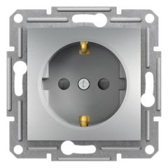 Schneider Electric EPH2900261 Asfora Alüminyum Çocuk Korumalı Topraklı Priz Çerçevesiz